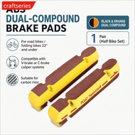 CRAFTSERIES 1 Pair Carbon Rim Brake Pads for Road Bike Wear-Resistant Replaceable Brake Blocks Carbo