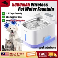 🔥5000mAh Cat Water Fountain 2.5L Pet Water Dispenser UV-C Sterilization Smart Sensor Pet Water Feede
