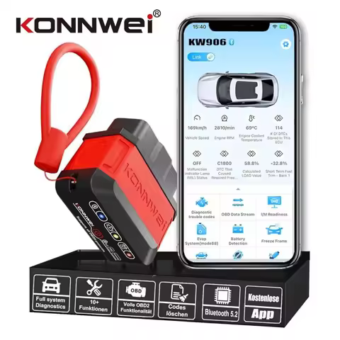 KONNWEI KW906 ELM327 V1.5 Pic18F25K80 OBD2 Scanners Bluetooth 5.0 For Android/IOS ELM 327 OBD 2 Car 