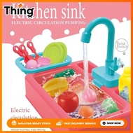 Baby Care 19 Pcs Children Kids Kitchen Dish Washing Toys Sink ABS Plastic Pretend Play Simulated Dishwasher Sink Toy Electric Circulation Pumping - 6260