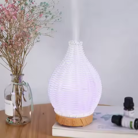 Wood Weave Vase Aromatherapy Humidifier Household Vase Air Humidifier Ultrasonic Mute Colorful Humid