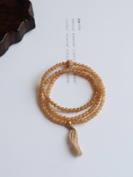 4mm天然和田玉/和闐玉-新疆糖玉 銀鑲糖料和田玉設計多圈手串項鍊