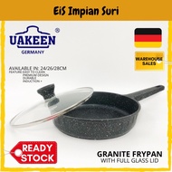 (Ready Stock) Uakeen 24/26/28cm Induction Granite Non Stick Frying Pan with Lid Cookware Frypan Kual