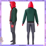 Premium Spider-man Miles Morales Cosplay Costume With Hoodie And Mask Superhero Enthusiasts For