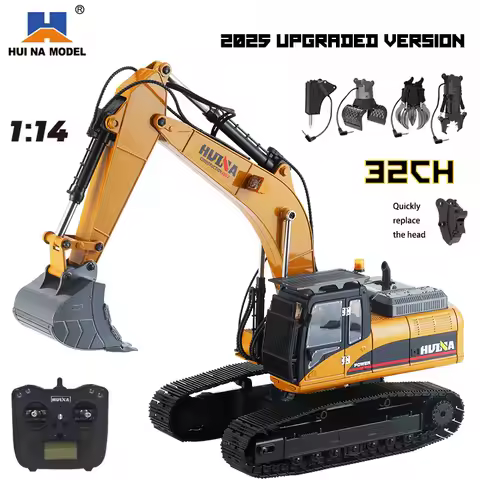 Upgraded Huina 1580 Remote Control Excavator Alloy Simulation Hydraulic 32-Channel engineering ve a