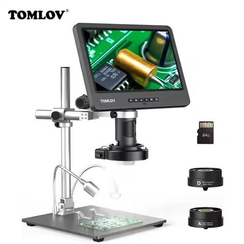 TOMLOV DM602 Pro Digital HDMI Microscope 2000X 3 Lens 10.1 Inch IPS LCD For PCB Soldering Phone Repa