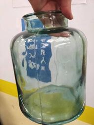 209*有裂痕 沒蓋早期玻璃瓶 綠色玻璃瓶 老玻璃 玻璃罐
