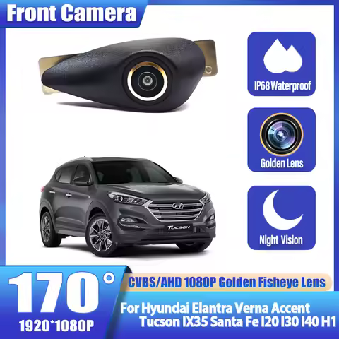 1080P CCD AHD Vehicle Emblem Logo Golden Front View Camera For Hyundai Elantra Verna Accent Tucson I