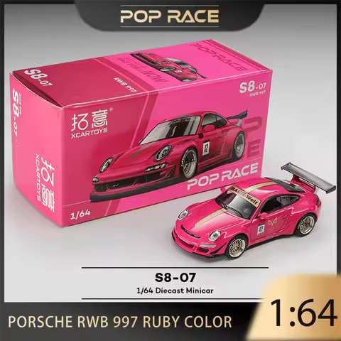 POP RACE 1:64 S8-07 Porsche RWB 997 Ruby Color Alloy Diecast Model Collection Gift Toys Ship Now