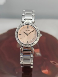 นาฬิกาผู้หญิง ALBA Japan รุ่น AH7D67X1 เครื่องญี่ปุ่น ล้อมเพชร ( รับประกัน 1ปี )