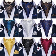 ผู้ชายพรีเมี่ยมผ้าไหม Ascot Tie ชุด Paisley ดอกไม้สีฟ้าสีแดง Vintage งานแต่งงานอย่างเป็นทางการ Cravat Tie Ascot ผ้าพันคอ Pocket Square ชุด Dibangu