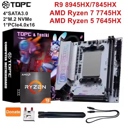 TOPC Gaming Motherboard AMD Ryzen 9 8945HX 7845HX R7 7745HX R5 7645HX 4*SATA 2*M.2 NVMe 2*DDR5 2.5G 
