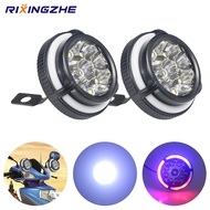 2pcs Lampu depan LED motor lampu depan super terang 12V lampu depan berkedip warna-warni lampu spion
