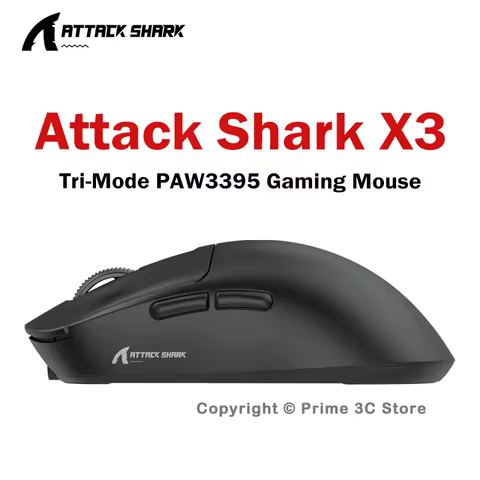 ATTACK SHARK X3 Wireless Gaming Mouse 49g Tri-Mode Bluetooth 5.2 2.4G Wired PAW3395 26000DPI 200H Ba