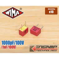 (10 Pieces) [F-CAP] 1000pF/100V 1nF/100V 5% WIMA FKP2 4.5x7.2xH6mm P=5mm