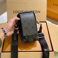 TOP☆【Gift Box Packing】flap Double Mobile Phone Bag Men's Mini Crossbody Bag Coin Purse Monogram Denim Leather Large Capacity Detachable Shoulder Strap