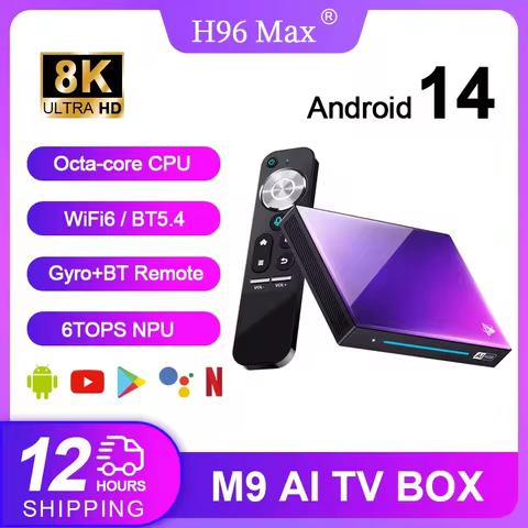 Premium Android 14 AI TV Box H96 Max M9 Smart TV Box WiFi 6 BT5.4 1000M LAN Octa Core 8K UHD AV1 Goo