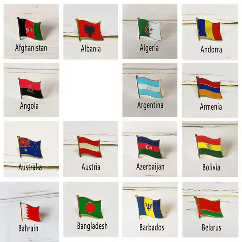 National Flag Metal Lapel Pin Country Badge All the World Argentina Albania Andorra Australia Austri