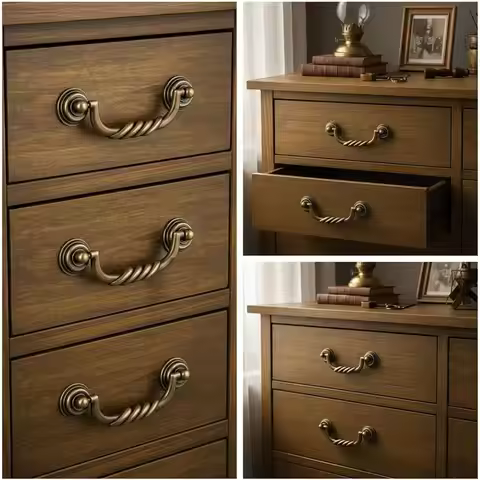 Vintage Style Rust Resistant Drawer Pulls Elegant Durable Cabinet Knobs Easy Install Bail Drop Swing