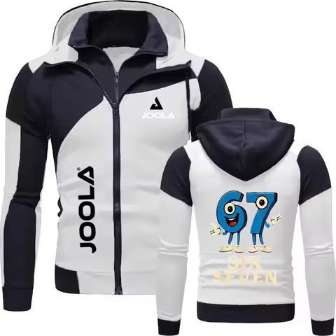 JOOLA men's double-layer zipper hoodie, men's autumn windproof jacket, printed solid color retro hoo