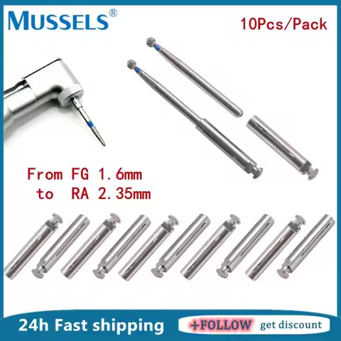 10Pcs Dental Mandrel Bur Adapter Convertor FG 1.6mm to RA 2.35mm Shank Polisher Rotary Tool Dentistr
