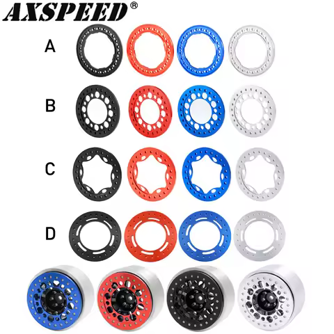AXSPEED 4PCS Aluminum 2.9 Inch Beadlock Wheels Rims Outer Rings for 1/6 RC Crawler Axial SCX6 AXI050