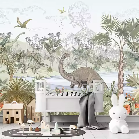 custom papel de parede forest Tyrannosaurus Rex wall paper painting room murals Dinosaur animals wal