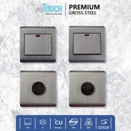 [Sirim] Retouch Premium Gross Steel Aluminium 20A, 45A, Fan Regulator, Dimmer Wall Switch Socket