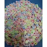30 Grams 6mm Alphabet Box Beads - Colorful Cube Beads - Colorful Alphabet Cube Beads
