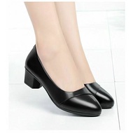 Doll shoes with heels Office Shoes Low Heels leather soft bottom black career medium
