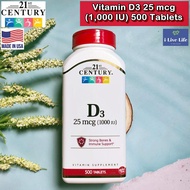 Vitamin D3 25 mcg (1 000 IU) 500 Tablets-21st Century D-3