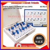 MATA Last stock benz BZ-7812 WOOD PROFILE TRIMMER BIT SET 12PCS ROUTER BIT SET YG8 TCT 2ZJN23
