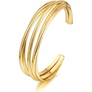 Gold Cuff Bracelet for Women Chunky Multi-layer Cross Wire Open Bracelet Hollow Wide Cuff Bracelets 