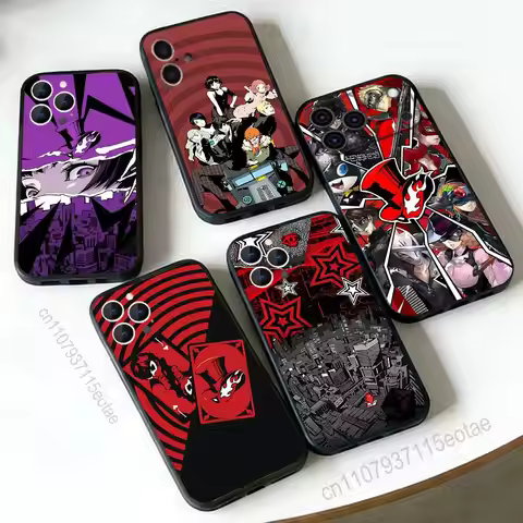 Game P-Persona 5 Phone Case For iPhone 17,16,15,14,13,12,11,Pro,Max,Plus,E,Air,Mini Black Shockproof