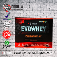 EvoWHEY Coklat Hazelnut 12 Sachet 420 Gram Evolene Whey Protein