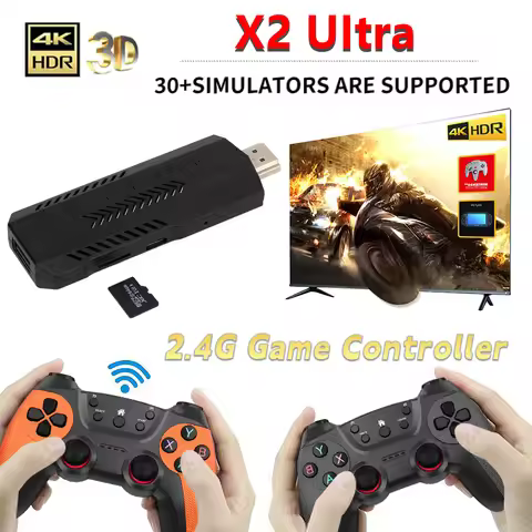 X2 Ultra Video Game Console 4K Game Stick HD Retro Video Game Console Wireless Controller TV 30+Emul