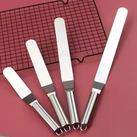 Stainless Steel Cheese Spatula Cake Straight Kiss Knife Curved Scraper Cream Scraper Cheese Butter K