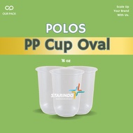 Starindo Brand Oval PP Cup Clear 16oz Thickness 8.5 Grams U Cup