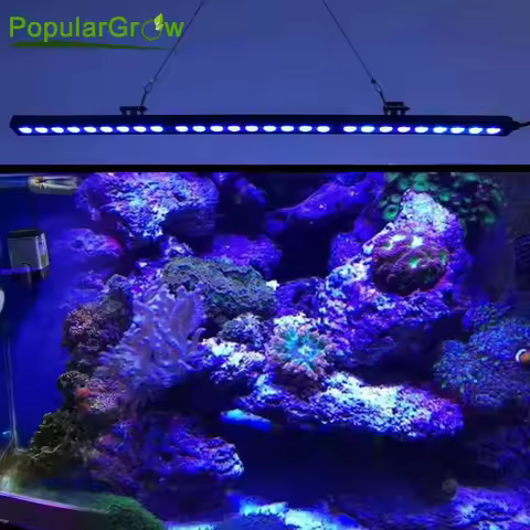 POPULARGROW Dimmable 115CM LED Aquarium Light with All 470nm Blue Spectrum LEDs 108W LED Strip Light