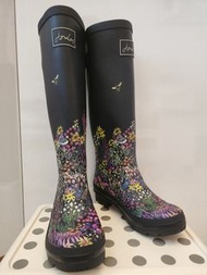 【執笠蝕賣】🔖Joules英國品牌 黑色花卉圖案長筒雨靴