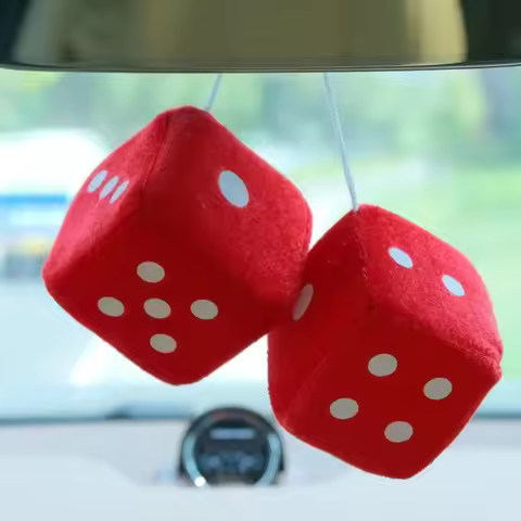 Car Dice Auto Rear Mirror Plush Dice Soft &Fuzzy Car Charm Interior Ornament for Sedan Truck SUV Han