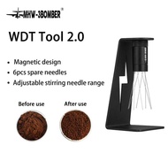 MHW-3BOMBER Adjustable WDT Espresso Distribution Tool Replaceable Needles Coffee Stirrer with Magnet