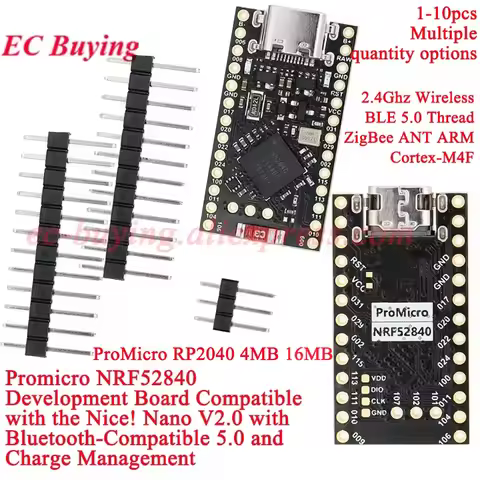 Promicro NRF52840 RP2040 Development Board Wifi 2.4G Bluetooth-Compatible 5.0 ZigBee Nice! Nano V2.0
