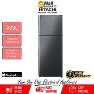 Hitachi Refrigerator 443L/Brilliant Black Inverter Eco Thermo Sensors 2-Door Fridge R-VX490PM9 BBK |