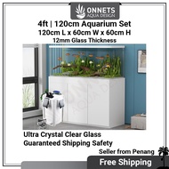 [Free Ship] 4ft 120cm Complete Aquarium Set Ultra Crystal Clear CC Arowana Fish Tank Set Cabinet Filter Cover 超白龙鱼草缸