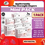 ⭐READY STOCK⭐ AC-Applecrumby Chlorine Free Overnight  Designer Baby Diapers Tape  Pull Up Pants( NEWBORN- NB S  M  L  XL  XXL )