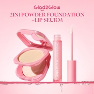 Glad2Glow 2 In 1 Perfect Blurring Powder Foundation & Lip Serum Makeup 2pcs Concealer Oil Control Sk