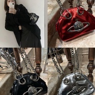 ☬☢❦ Vivienne Westwood Queen Mother Saturn Bowling Bag Punk Style New Fashion Dark One Shoulder Under