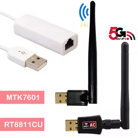 Koqit V5H T10 K1 Mini U2/K1 MTK7601 SR9900 RT8811CU Wireless 5G USB WiFi Network Adapter RJ45 DVB T2