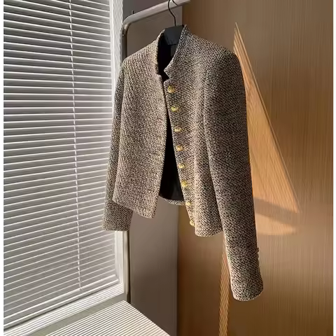 Tweed Korea High Quality Short Tweed Jackets for Women Korean Clothes Button Chic Elegant Luxury Des